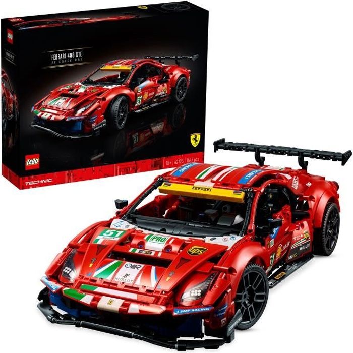 LEGO® Technic 42125 Ferrari 488 GTE “AF Corse #51”, Construction, Voiture de Sport, Maquette Voiture à Construire, pour Adultes