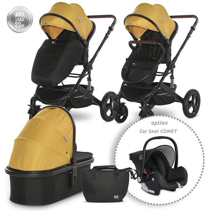 Poussette combinée trio 3 en 1 avec siège auto 0m+  Boston  Lorelli 0-22kg - jaune