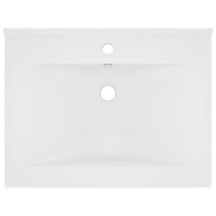 Lavabo Céramique Blanc Hausmodelle 60x47cm - Avec Trop-plein Et Trou De Robinetterie