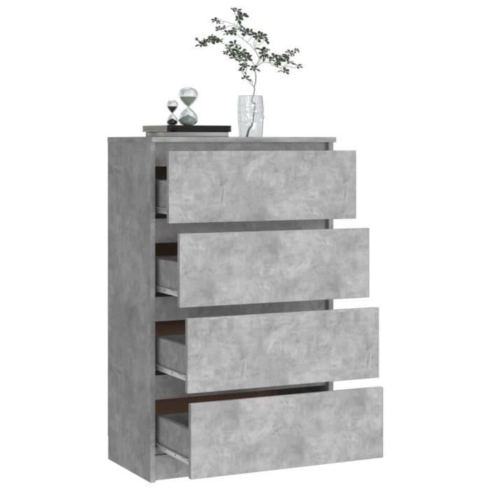 Buffet - MOTHINESSTO - Modèle qq2498 - Gris béton - 60x35x985 cm - 4 tiroirs