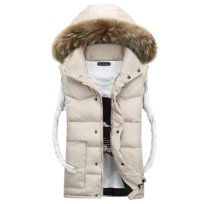 Doudoune droite sans manches beige homme