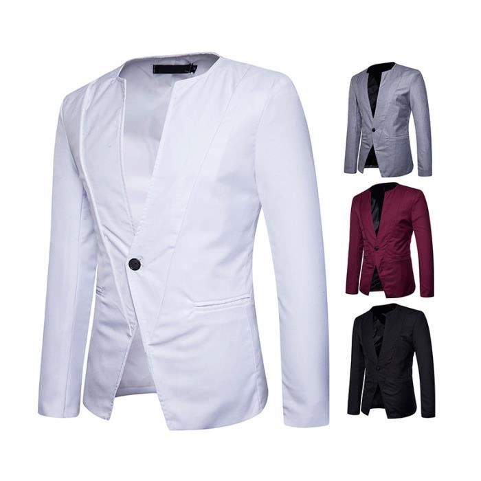 2018 Costume Veste Homme Mariage Col Rond Blazer Un Bouton Slim