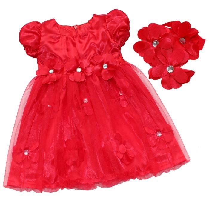 Robe Fille Petales Princesse Bebe Fete Jolie Manches Courtes Bouffantes De 6 A 25 Mois Rouge Cdiscount Pret A Porter