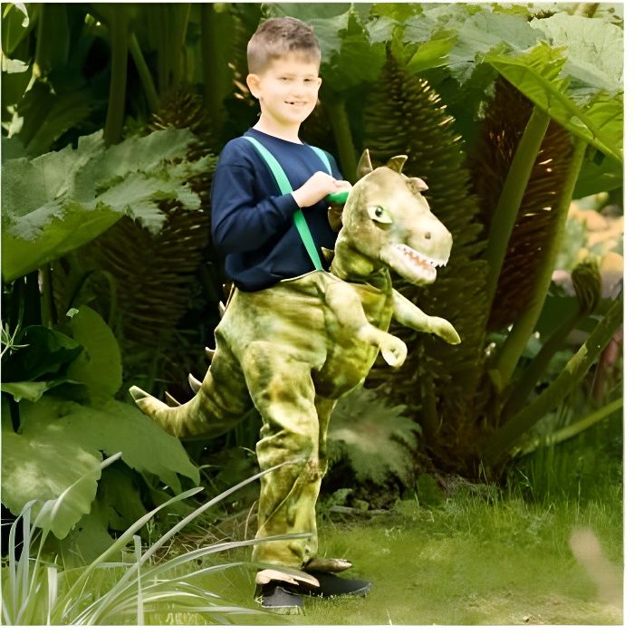 Costume Carnaval Enfant Pantalon Dinosaure Élastique - Jambes Larges, Poches, Taille 152