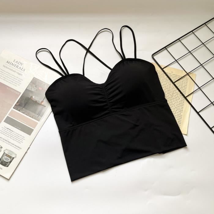 Débardeur Femme Avec étagère Intégrée - Bretelles Spaghetti Réglables, En Coton Doux, Basique Pour Tous Les Jours