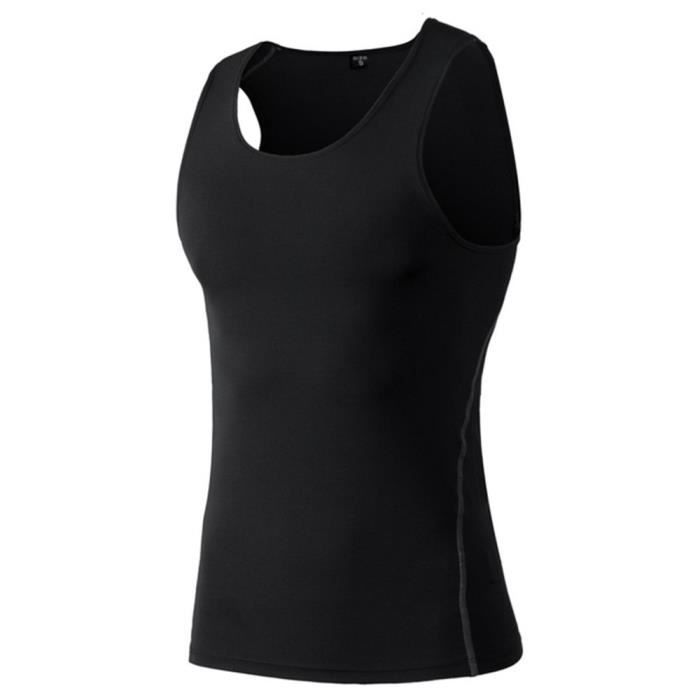 Débardeur de Compression Homme Fitness Noir - Séchage Rapide - Sans Manches