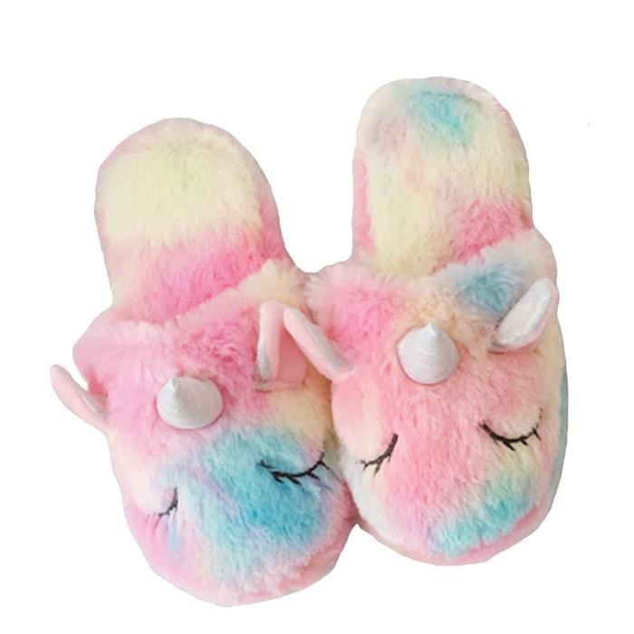 chausson licorne multicolore