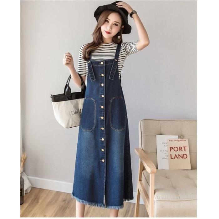 Salopette femme jeans Robe Vintage d contract e FR26WSG Bleu