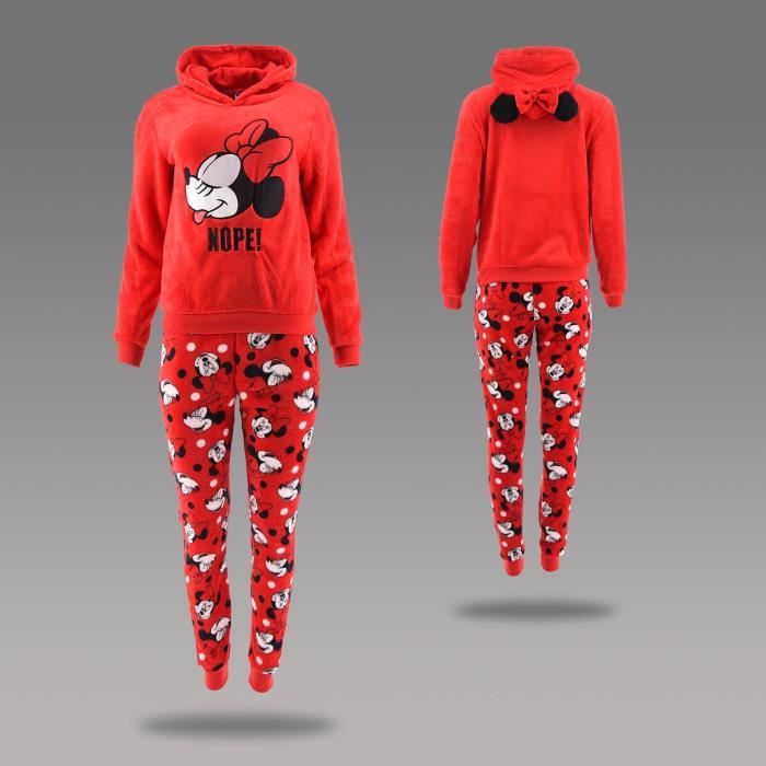 Minnie Mouse - Ensemble Pyjama Femme Polaire à Capuche 'Nope' - FM