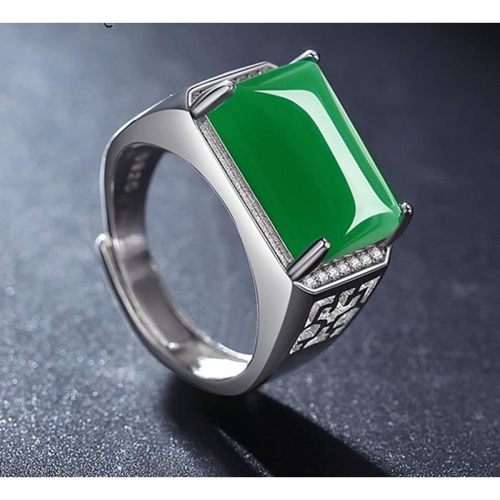 Bague Argent 925 Turquoise Carrée Homme Style Vintage