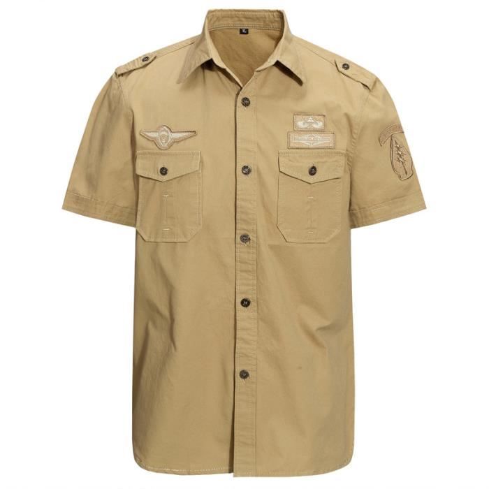 Chemise militaire sale homme manche courte