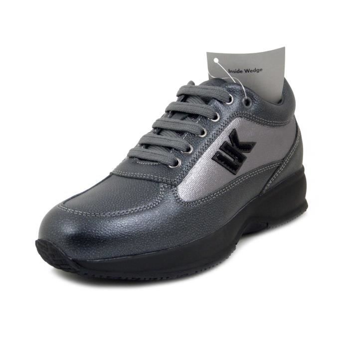 LUMBERJACK Chaussure femme en cuir et textile gris semelle intérieure amovible dhiver lacets LUMBERJACK