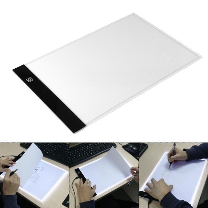 Tablette Lumineuse LED A4, Portable Tablette Dessin Lumineuse avec échelle,  Dessin de Caisson Lumineux Réglable en Luminosité Dessin Lumineuse Pad