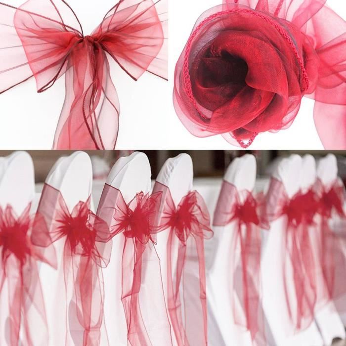 100pcs Rubans En Organza Housse De Chaise Nœuds Rubans Nœuds De Mariage Decoration De Ceremonie Fete Anniversaire Rouge Achat Vente Tulle Noeud Ruban Cdiscount