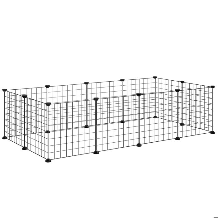 enclos modulable pour petits animaux cage interieur l106 x l 73 x h36 cm bords arrondis fil metallique noir lapin cochon d inde cdiscount