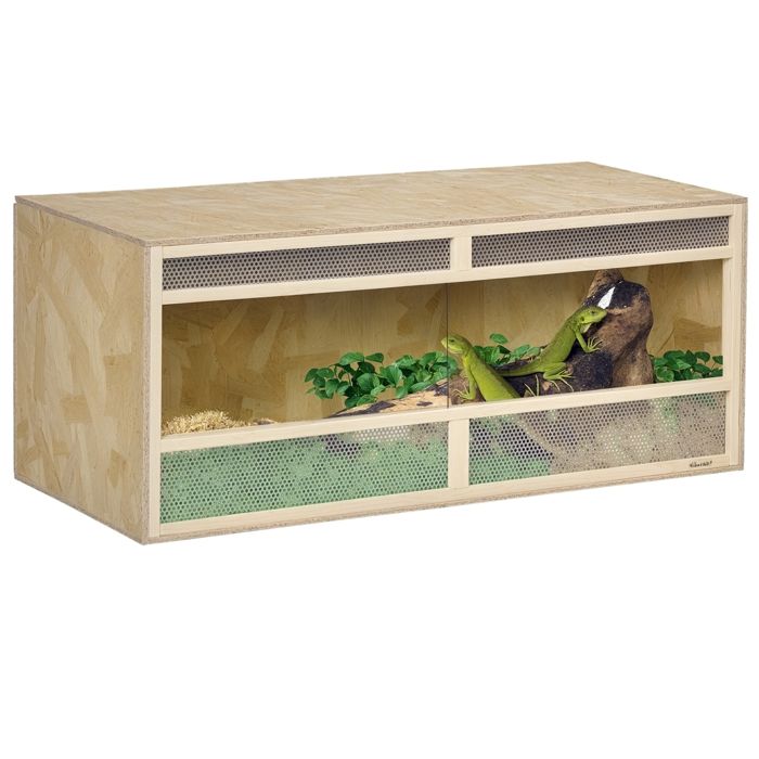 Boîte à reptiles PawHut Panneaux de particules 120x50x50cm Bois naturel
