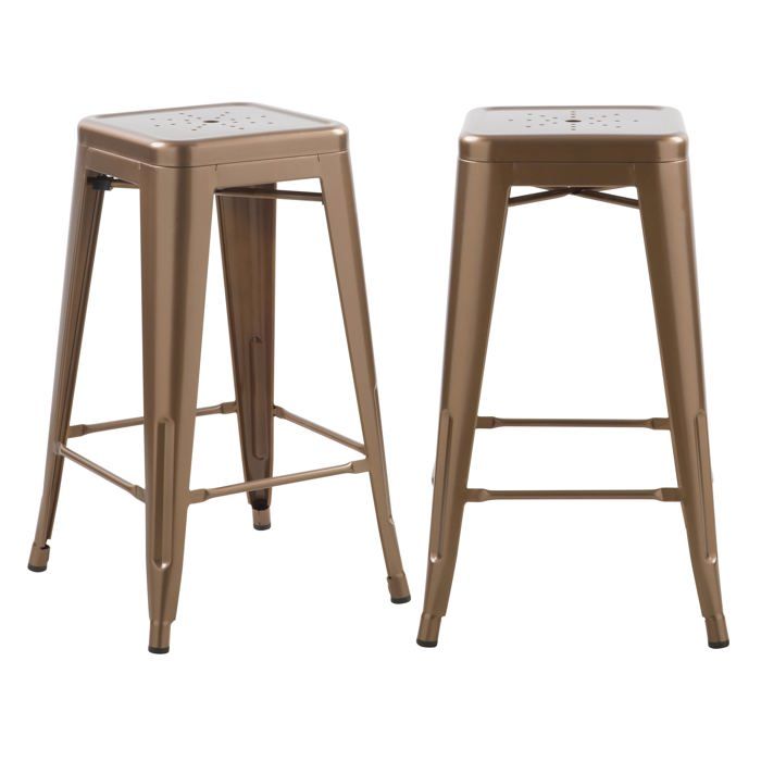 Lot de 2 tabourets pour îlot central 66 cm en métal cuivre mat - Indus - Maison Pavane