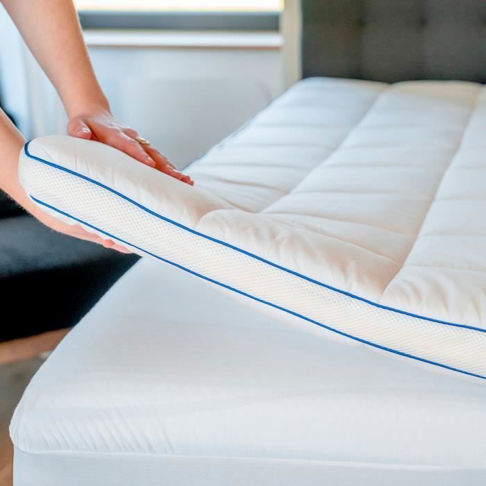 Surmatelas Moelleux - BDREAMS - 140x190 cm - Fabrication Française - Epaisseur de 7 cm