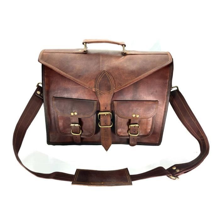 Sacoche En Cuir Vintage Faite Main Pour Homme – Pour Ordinateur Portable – Couleur Marron – Neuf Sans étiquettes