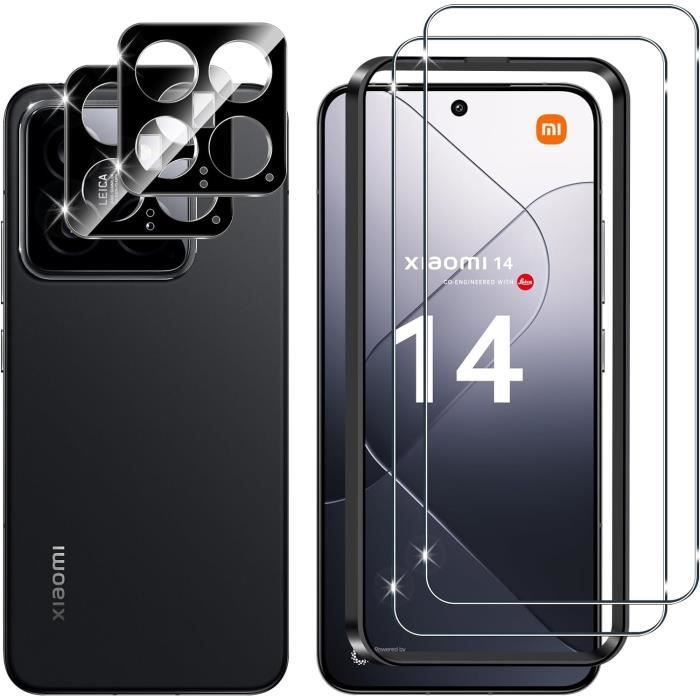 Yiunssy - Pack Protection Complète Pour Xiaomi 14T : 3 Verres Trempés Écran + 2 Films Caméra - 9H Anti-Rayures