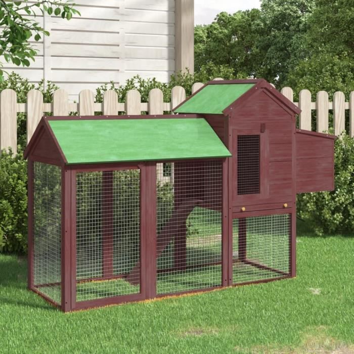 Poulailler - DEX - Moka - Bois massif de pin - 193x65x117 cm - Pour 4 poules