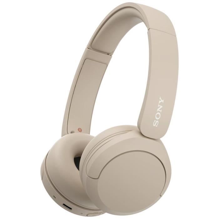 Sony WH-CH520 Micro-casque supra-auriculaire Bluetooth Stereo beige Suppression du bruit du microphone Affichage de la