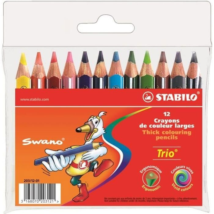 STABILO Trio court - Pochette de 12 crayons de couleur