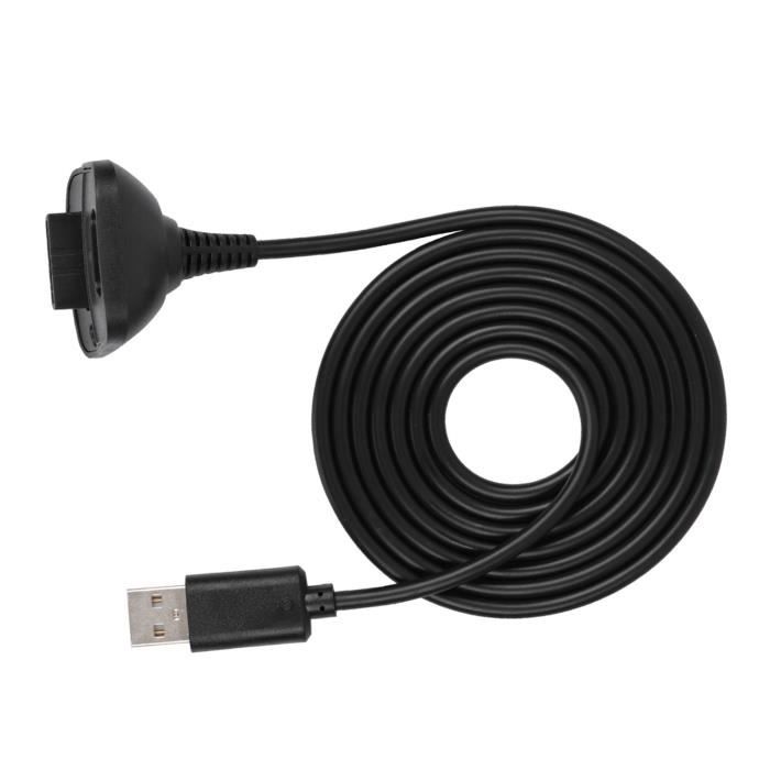 Câble USB Pour Manette Xbox 360 - Noir, Dédié Chargement Et Connexion, Neuf Sous Blister