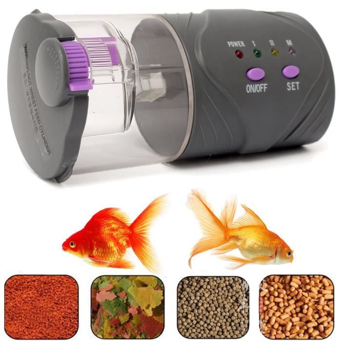 Distributeur Automatique De Nourriture Pour Poissons - 3 Vitesses, Capacité 200 Ml, Silencieux, à Piles, Pour Granulés - 4