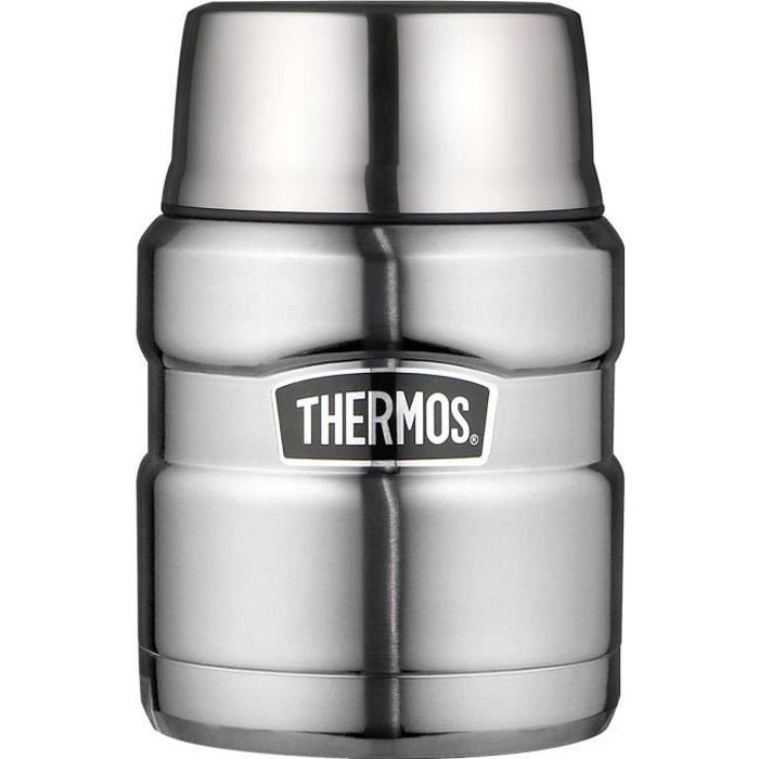 Pack office Thermos King : Lot 1 Porte aliment isotherme 0,47l+ 1 Bouteille  isotherme 0,47l-Acier inoxydable-Noir