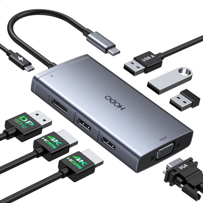 Station d'accueil USB-C MST double HD 12-en-1: Hub d