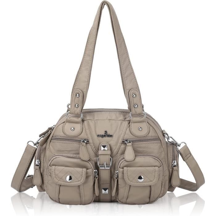 Sac à Main Realer En Simili Cuir - Grand Format Bandoulière Réglable - Marron Et Design élégant - Idéal Quotidien