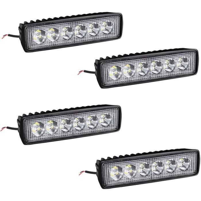 Feux LED longue portée rectangulaires pour moto 12v avec supports