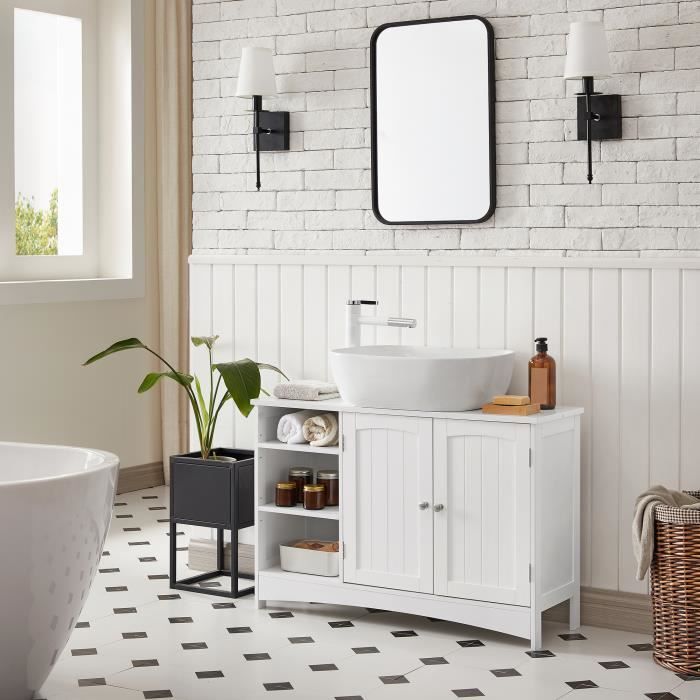 vasagle - meuble sous vasque - armoire de salle de bain - compartiments ouverts - blanc