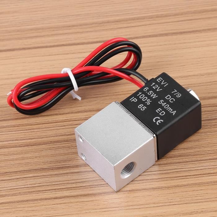 Électrovanne Pneumatique 12V DC 1/8" - 2 Voies Normalement Fermée - Pour Air/Gaz/Eau