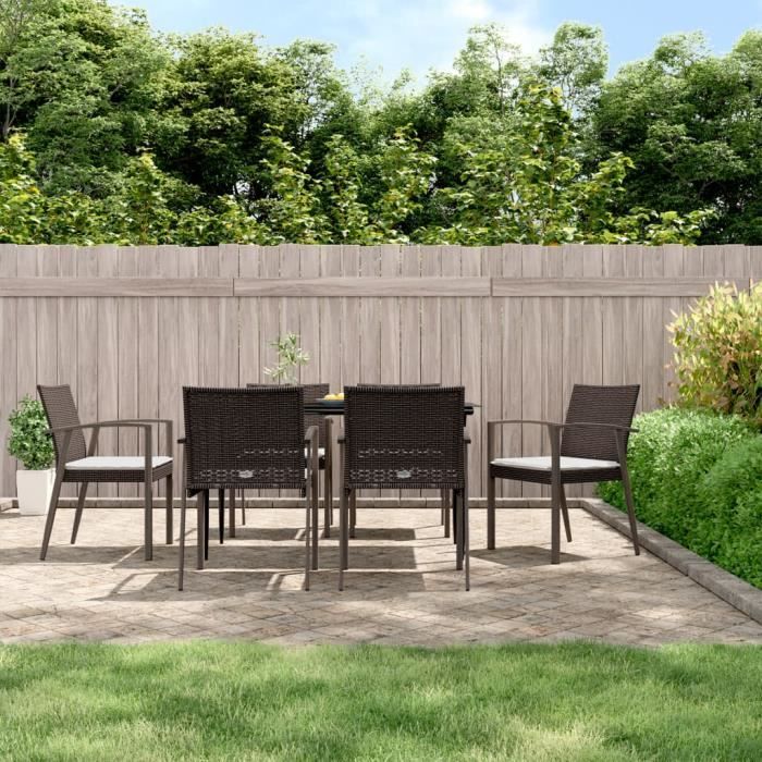 vidaXL Chaises de jardin coussins lot de 6 marron 56 5x57x83 cm rotin 3187078