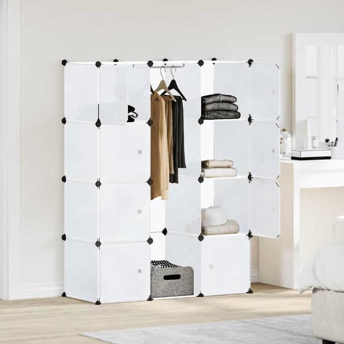 vidaXL Armoire Modulable Blanc avec 9 Compartiments Plastique 240498
