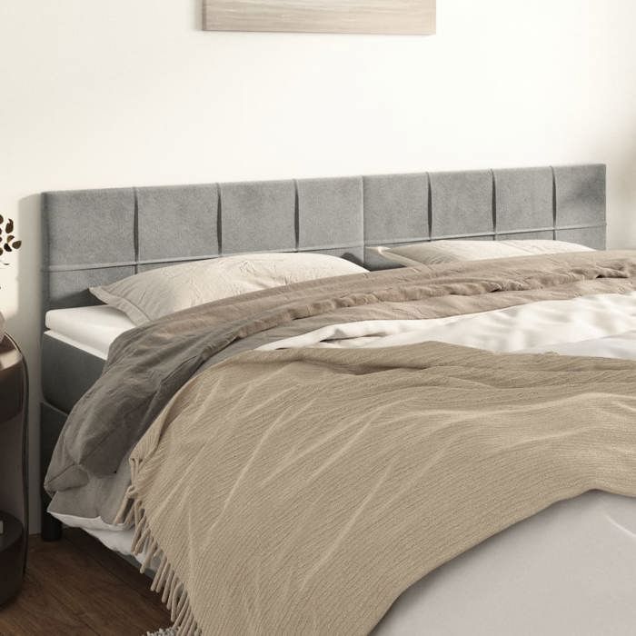 Têtes De Lit Double Gris Clair En Tissu - 2 Pièces, Réglables En Hauteur, 80x5x78/88 Cm - 13