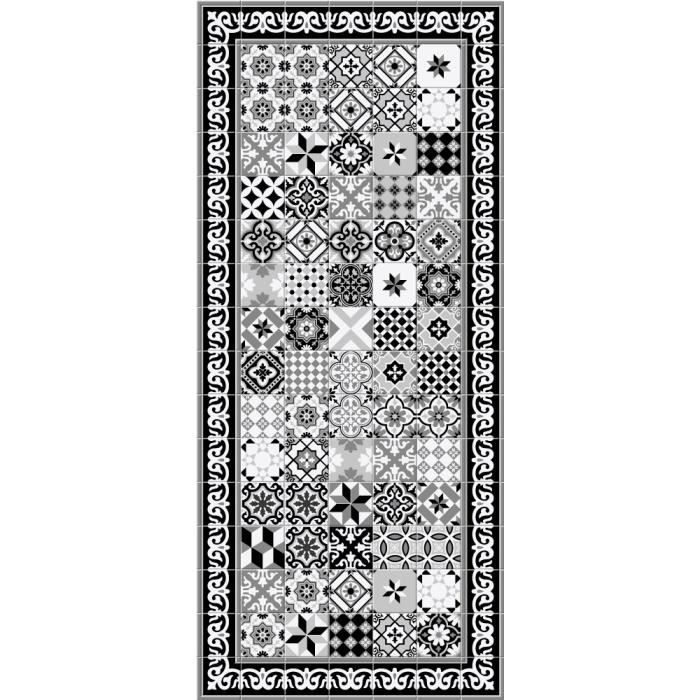 Vinyle Carreaux De Ciment Noir Et Blanc Faro Tapis 100 Vinyle Motif Carreaux De Ciment 49 5 X 112 5 Cm Epaisseur 1 5mm Noir Et Blanc Achat Vente Tapis Cdiscount