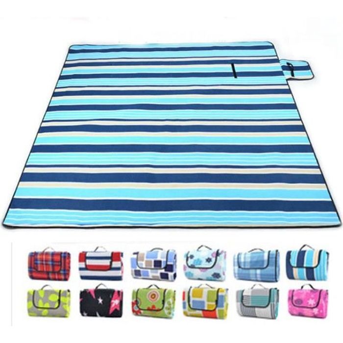 2x2m Grand Format Tapis De Plage Imperméable Pliable Camping Pique-Nique Plage Couverture Pliable En Sac