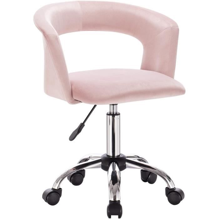 woltu chaise de bureau confortable, fauteuil de bureau,tabouret à roulette en velours, réglable en hauteur,rose