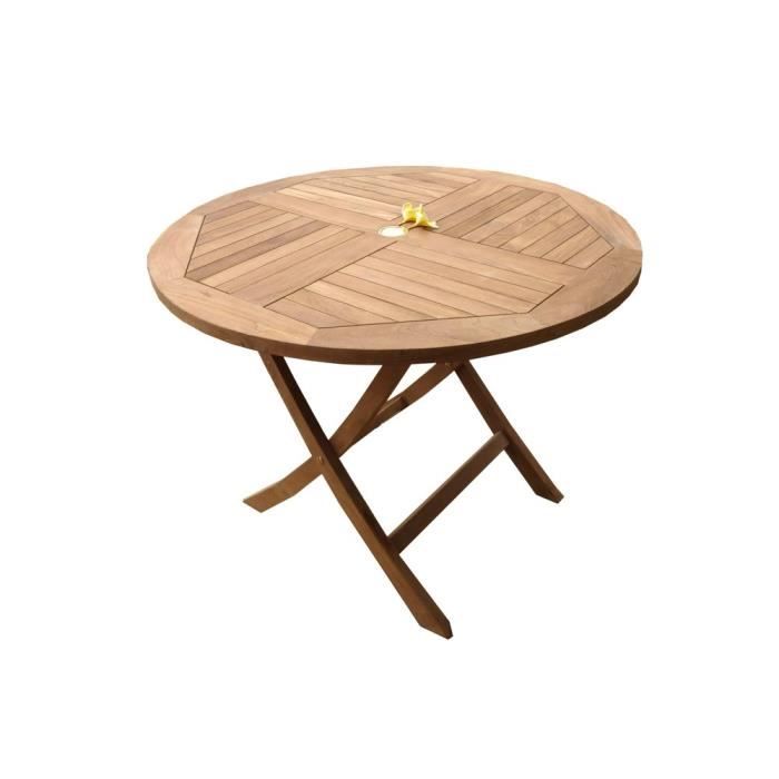 Table Ronde Pliante En Teck Brut 100 Cm Pliante Achat Vente