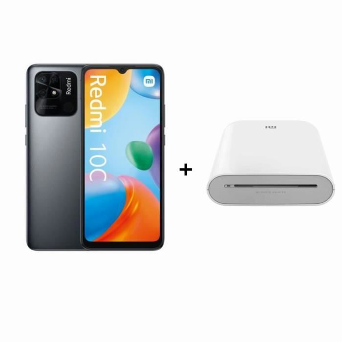 Xiaomi Redmi 10C 3+64GO Gris avec Xiaomi Imprimante Photo Portable 300 ...