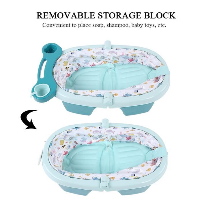 Baignoire Bébé Pliable Portable - Pour 0 à 6 Ans, Valve De Vidange, Isolation Thermique, Antidérapante - 6