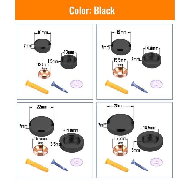 8 Vis Supports Pour Verre Uxcell Noir 19x32mm Fixation Clous écartement