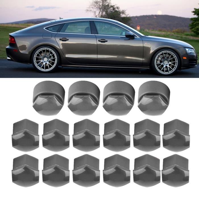 Protection Jante Voiture 20 Cache-Écrous Roue 19mm Noir Brillant + Outil - Universel Voiture - Protection Anti-Poussière & Déco Décoration Roue