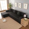 Housse de canapé, adaptée aux meubles luxueux doux-noir-polyester 3 + 2 protections en forme de L d'angle-1