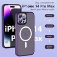 Coque Magnétique pour iPhone 14 PrMax, [Inclus Chargeur Magnétique sans Fil] Étui Housse Anti-Rayures Anti-Jaune Résistant, A811-1