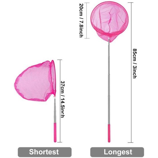 Lot De 7 Épuisettes Télescopiques Pour Enfants - Filets Papillon Réglables 50-85cm Couleurs Vives