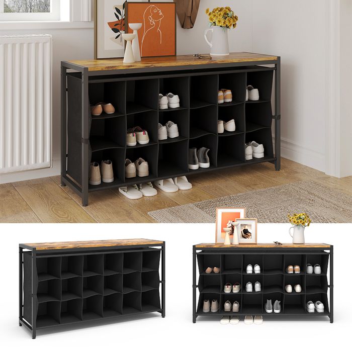 Banc à Chaussures VICCO FYRK - Étagère à Chaussures Avec Assise - Bois/noir - Neuf